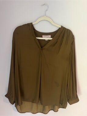 Philosophy Olive V-Neck Flow Blouse